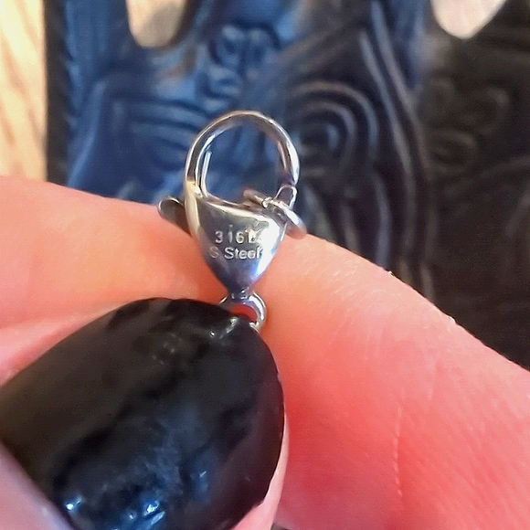 Malachite Cross Stainless Steel Pendant - Picture 6 of 10